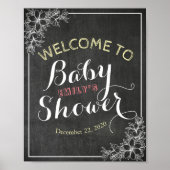 Chalkboard Floral Lijst Baby shower Welkomstteken Poster (Voorkant)