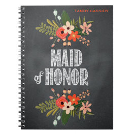 Chalkboard Floral Maid-of-Honor Notitieboek