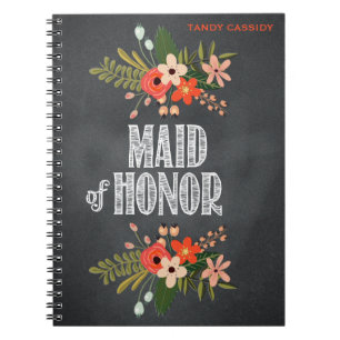 Chalkboard Floral Maid-of-Honor Notitieboek