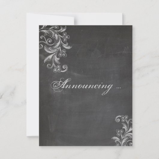 Chalkboard Floral Marriage Announcement Kaart (Voorkant)