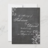 Chalkboard Floral Marriage Announcement Kaart (Achterkant)