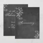 Chalkboard Floral Marriage Announcement Kaart (Voorkant / Achterkant)