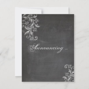 Chalkboard Floral Marriage Announcement Kaart