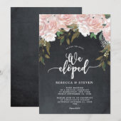 chalkboard floral modern we ontwikkelden uitnodigi kaart (Voorkant / Achterkant)