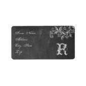 Chalkboard Floral Monogram Adres Label (Voorkant)