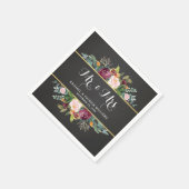 Chalkboard Floral Mr en Mrs Wedding Servet (Hoek)
