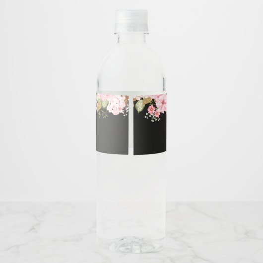 Chalkboard Floral | Pompoen Baby shower Dank u Waterfles Etiket (Achterkant)