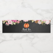 Chalkboard Floral | Pompoen Baby shower Dank u Waterfles Etiket (Enkel label)