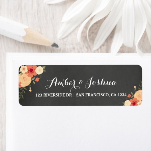  Chalkboard & Floral Return Address Label (Insitu)
