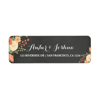  Chalkboard & Floral Return Address Label