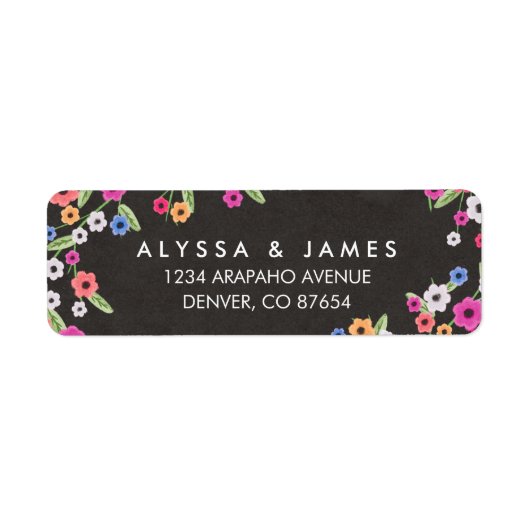 Chalkboard Floral Return Address Labels (Voorkant)