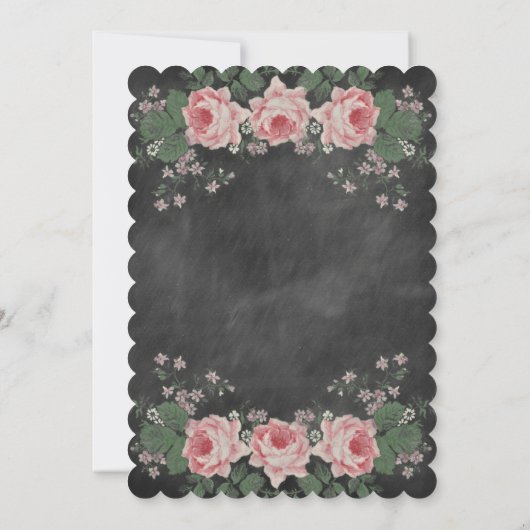 Chalkboard Floral Roos Save the Date (Achterkant)