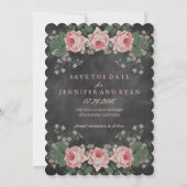 Chalkboard Floral Roos Save the Date (Voorkant)