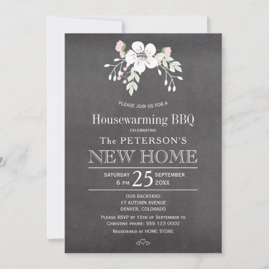 Chalkboard floral rustic kaart (Voorkant)