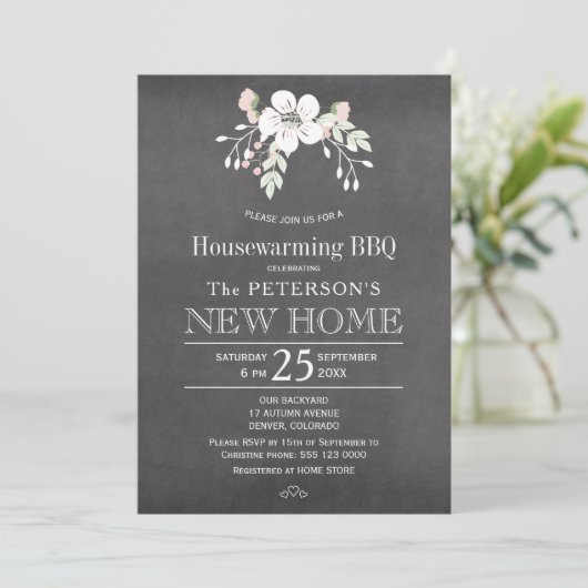 Chalkboard floral rustic kaart (Staand voorkant)