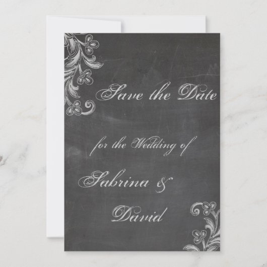 Chalkboard Floral Save the Date (Voorkant)