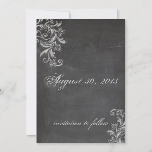 Chalkboard Floral Save the Date (Achterkant)