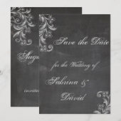 Chalkboard Floral Save the Date (Voorkant / Achterkant)