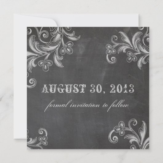 Chalkboard Floral Save the Date (Achterkant)