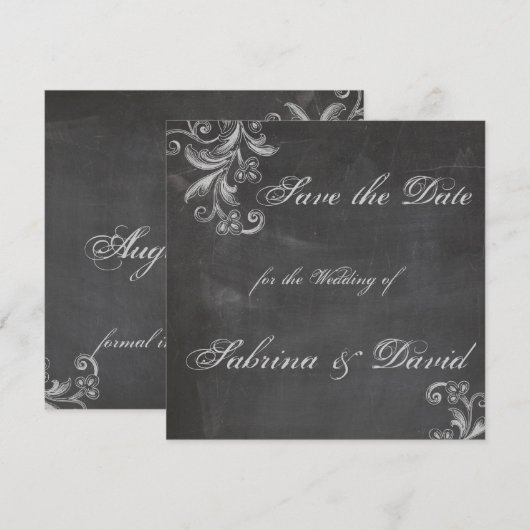Chalkboard Floral Save the Date (Voorkant / Achterkant)