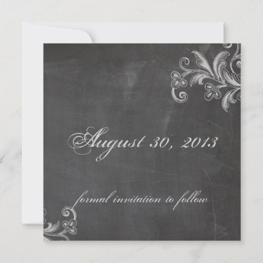 Chalkboard Floral Save the Date (Achterkant)