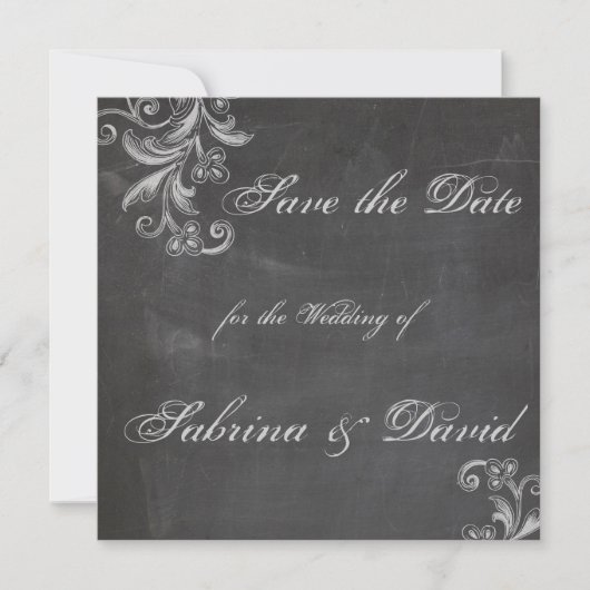 Chalkboard Floral Save the Date (Voorkant)