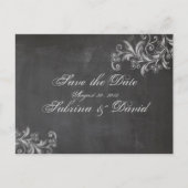 Chalkboard Floral Save the Date Briefkaart (Voorkant)