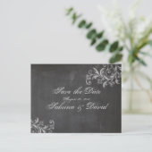 Chalkboard Floral Save the Date Briefkaart (Staand voorkant)