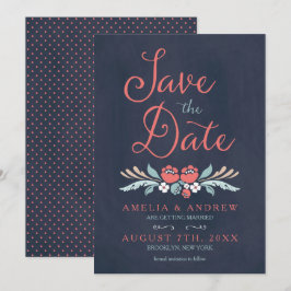 Chalkboard Floral Save the Date Kaart