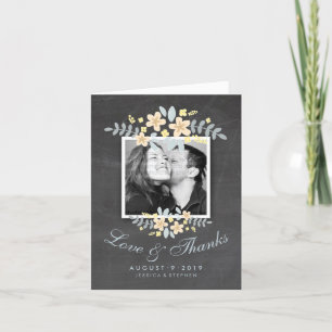 Chalkboard Floral Square Photo Love Bedankt Kaart