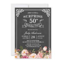  Chalkboard Floral Surprise Birthday Party