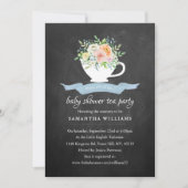Chalkboard Floral Teacup Baby shower Tea Party Kaart (Voorkant)