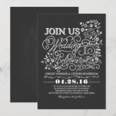 Chalkboard floral vintage bruiloft-uitnodiging kaart (Voorkant / Achterkant)