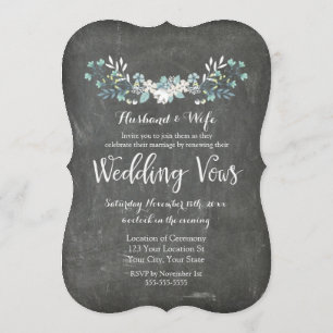 Chalkboard Floral  Vow Renewal Uitnodiging