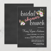 Chalkboard Floral Vrijgezellenfeest Brunch Invites Kaart (Voorkant / Achterkant)