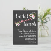 Chalkboard Floral Vrijgezellenfeest Brunch Invites Kaart (Staand voorkant)