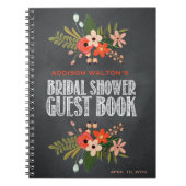 Chalkboard Floral Vrijgezellenfeest Guest Book Notitieboek (Voorkant)