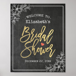 Chalkboard Floral Vrijgezellenfeest Welcome Recept Poster