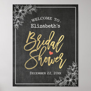 Chalkboard Floral Vrijgezellenfeest Welcome Recept Poster