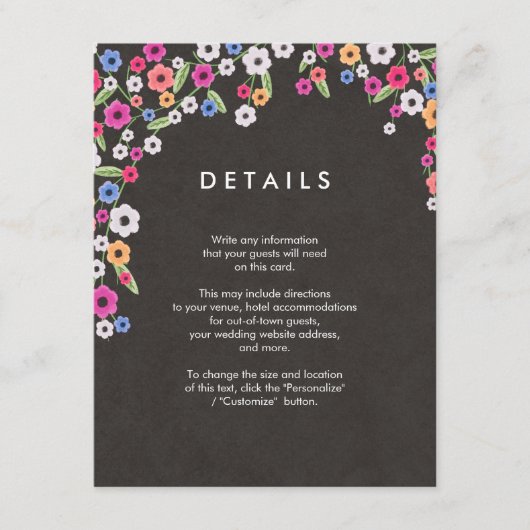 Chalkboard Floral Wedding Insert Kaarten (Voorkant)