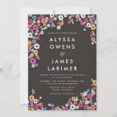 Chalkboard Floral Wedding Invitations Kaart (Voorkant)