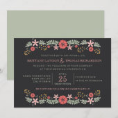 Chalkboard Floral Wedding Invitations Kaart (Voorkant / Achterkant)