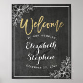Chalkboard Floral Wedding Welcome Reception Sign. Poster (Voorkant)