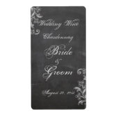 Chalkboard Floral Wedding Wine Label (Voorkant)