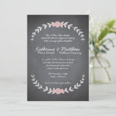 Chalkboard Floral Wreath Wedding Invitation Kaart (Staand voorkant)