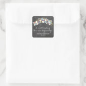 Chalkboard Floral Wreath Wedding Vierkante Sticker (Tas)
