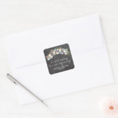 Chalkboard Floral Wreath Wedding Vierkante Sticker (Envelop)