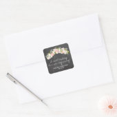 Chalkboard Floral Wreath Wedding Vierkante Sticker (Envelop)