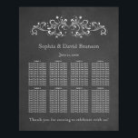 Chalkboard (Flourish and Swirl Seating Chart) Poster<br><div class="desc">Robuust huwelijksontwerp met wervelende en bloeiende decoratieve illustratie,  twee pijlen met hart,  op een zwarte achtergrond. Het gebruik past hulpmiddel aan om uw info toe te voegen. Voor meer informatie,  bezoek mijn Chalkboard Flourish and Swirl Wedding Collectie.</div>