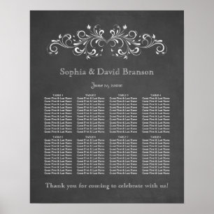 Chalkboard (Flourish and Swirl Seating Chart) Poster